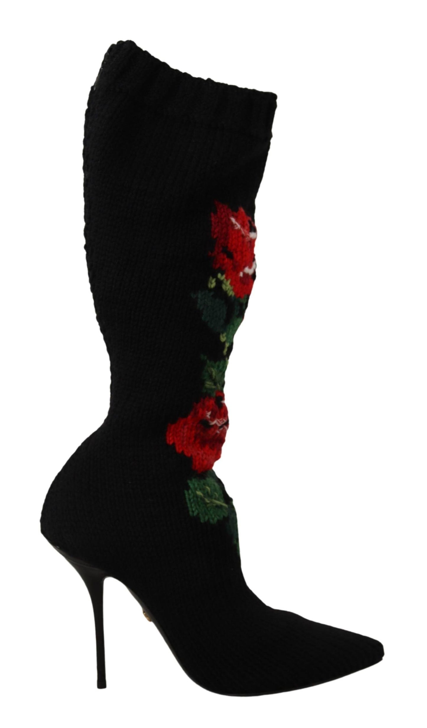 Botas elegantes estilo calcetín con detalle de rosas rojas de Dolce &amp; Gabbana