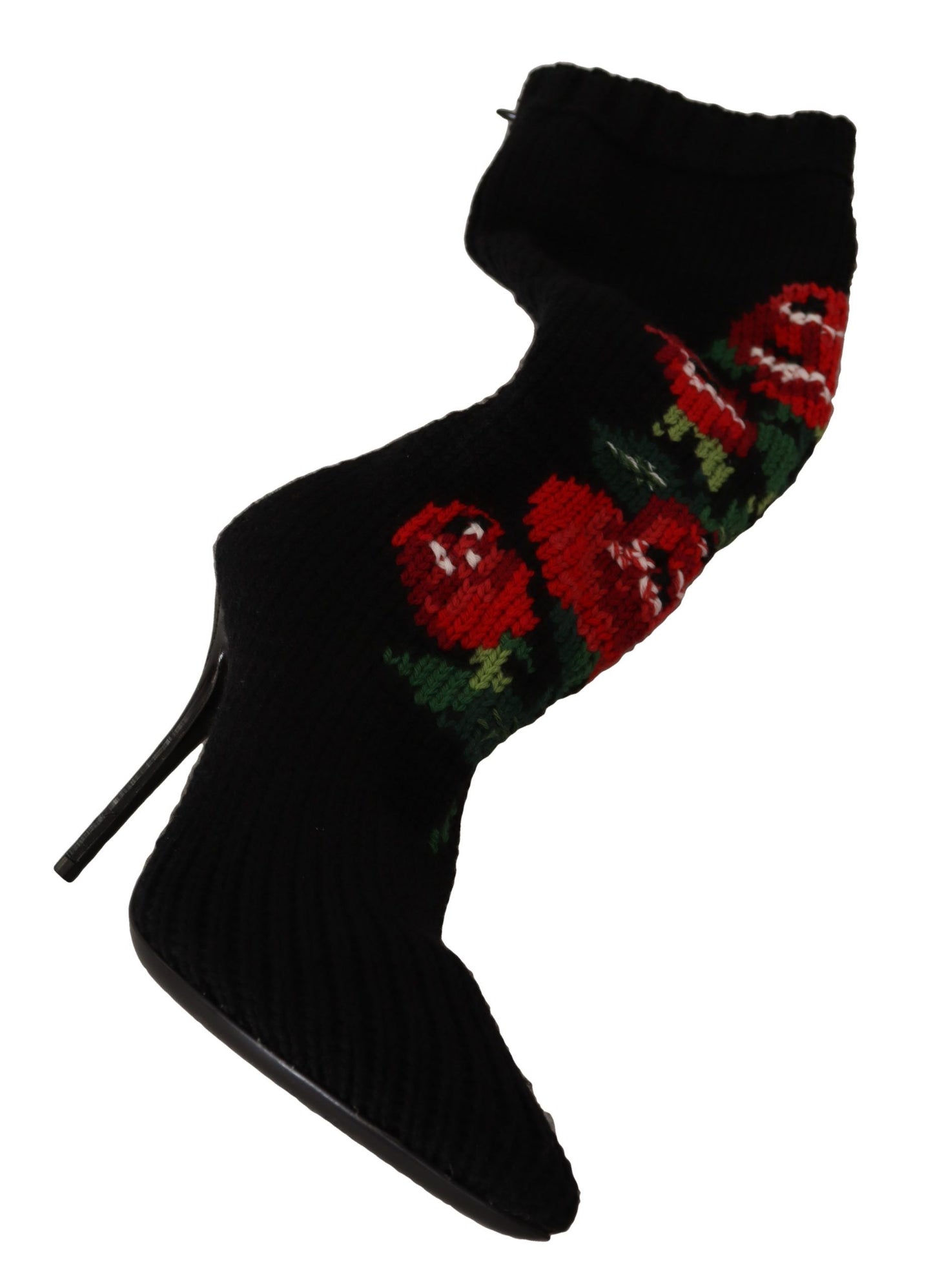 Botas elegantes estilo calcetín con detalle de rosas rojas de Dolce &amp; Gabbana