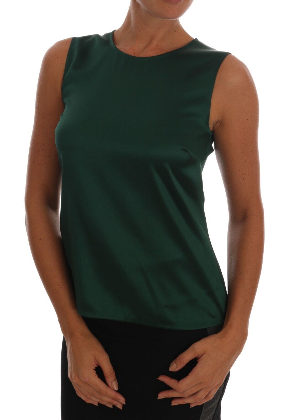 Blusa de seda sin mangas Dolce &amp; Gabbana en verde oscuro