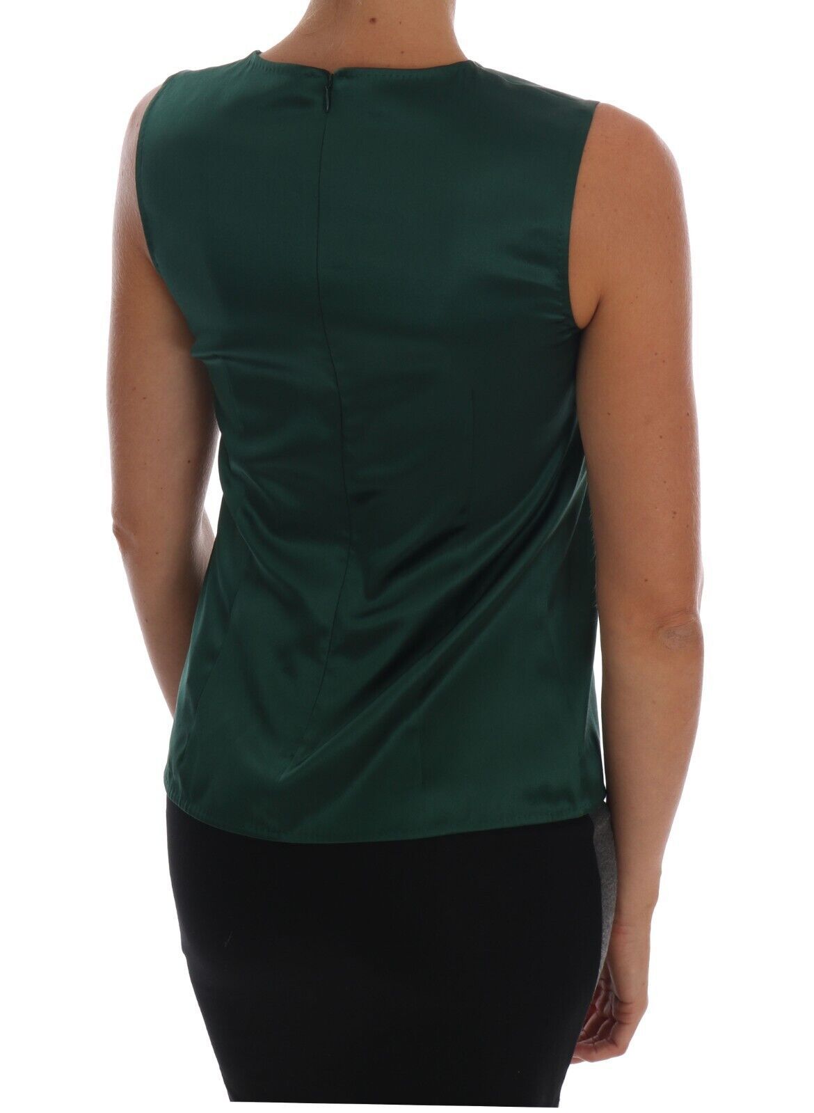 Blusa de seda sin mangas Dolce &amp; Gabbana en verde oscuro