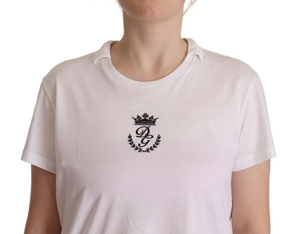 Camiseta elegante con cuello y estampado de corona de Dolce &amp; Gabbana