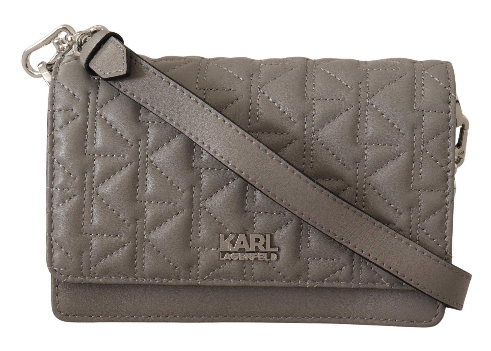 Bolso bandolera elegante de piel gris de Karl Lagerfeld