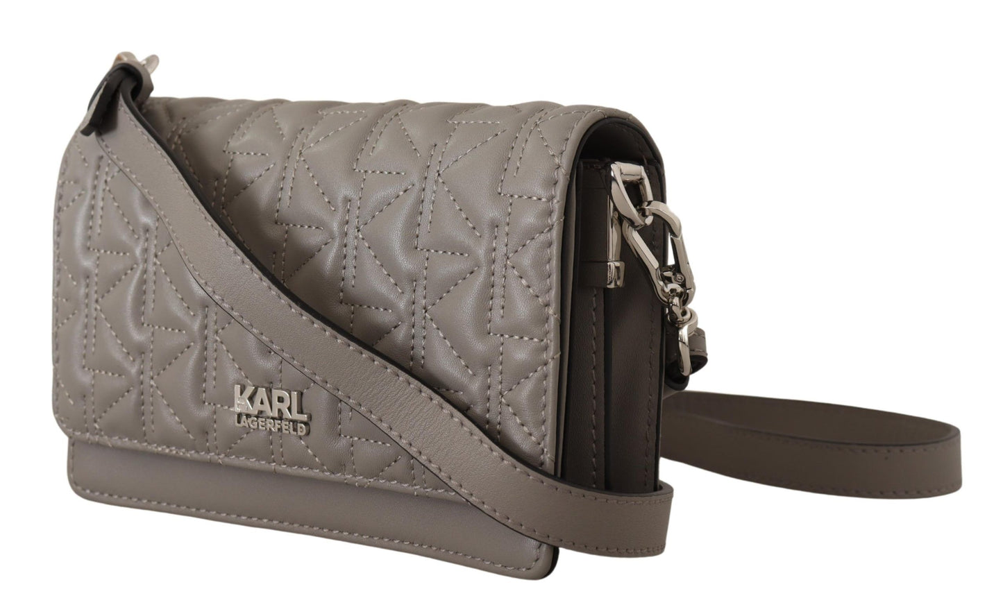 Bolso bandolera elegante de piel gris de Karl Lagerfeld