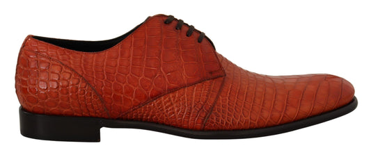 Zapatos de vestir con cordones de piel de cocodrilo color naranja exótico de Dolce & Gabbana