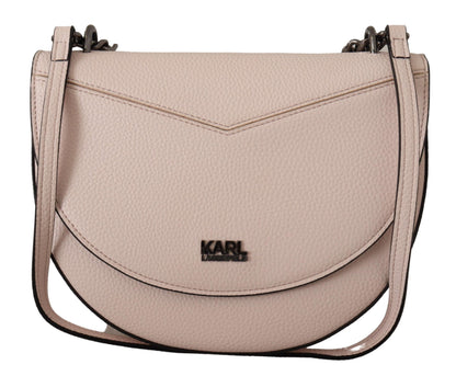 Elegante bolso de hombro de piel color rosa claro y malva de Karl Lagerfeld