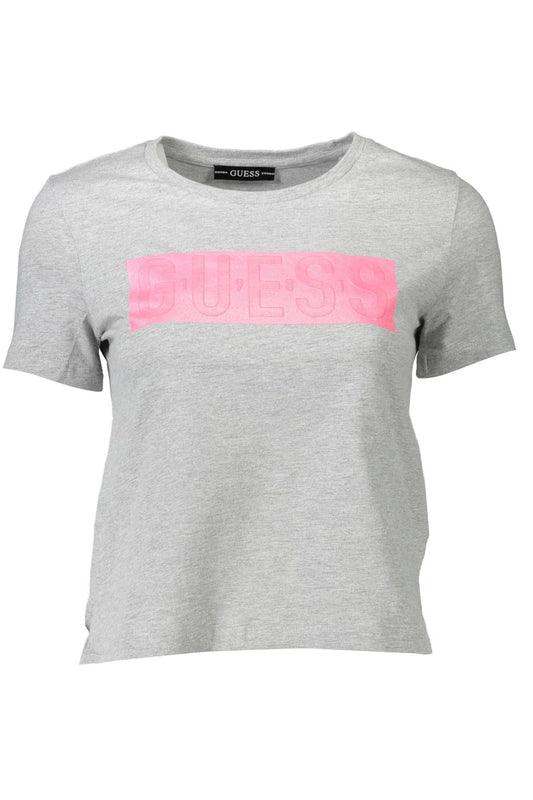 Camiseta con cuello redondo estampada elegante en gris de Guess Jeans para ella