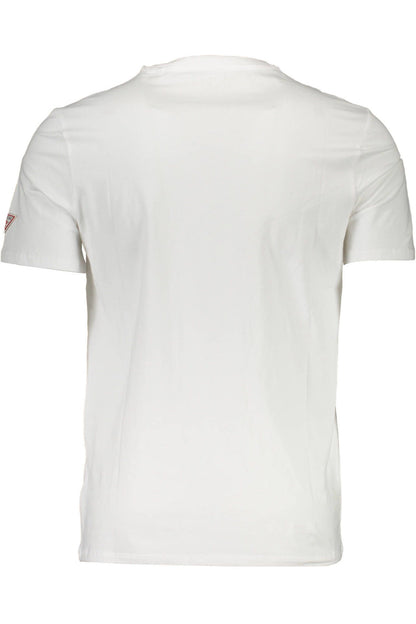 Camiseta ajustada de algodón blanca elegante con estampado de logotipo de Guess Jeans