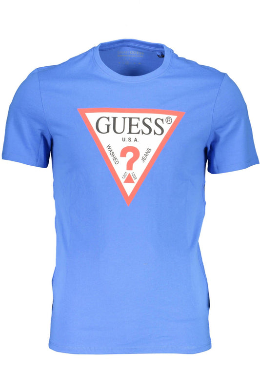 Camiseta de algodón azul de corte ajustado con estampado de logotipo de Guess Jeans