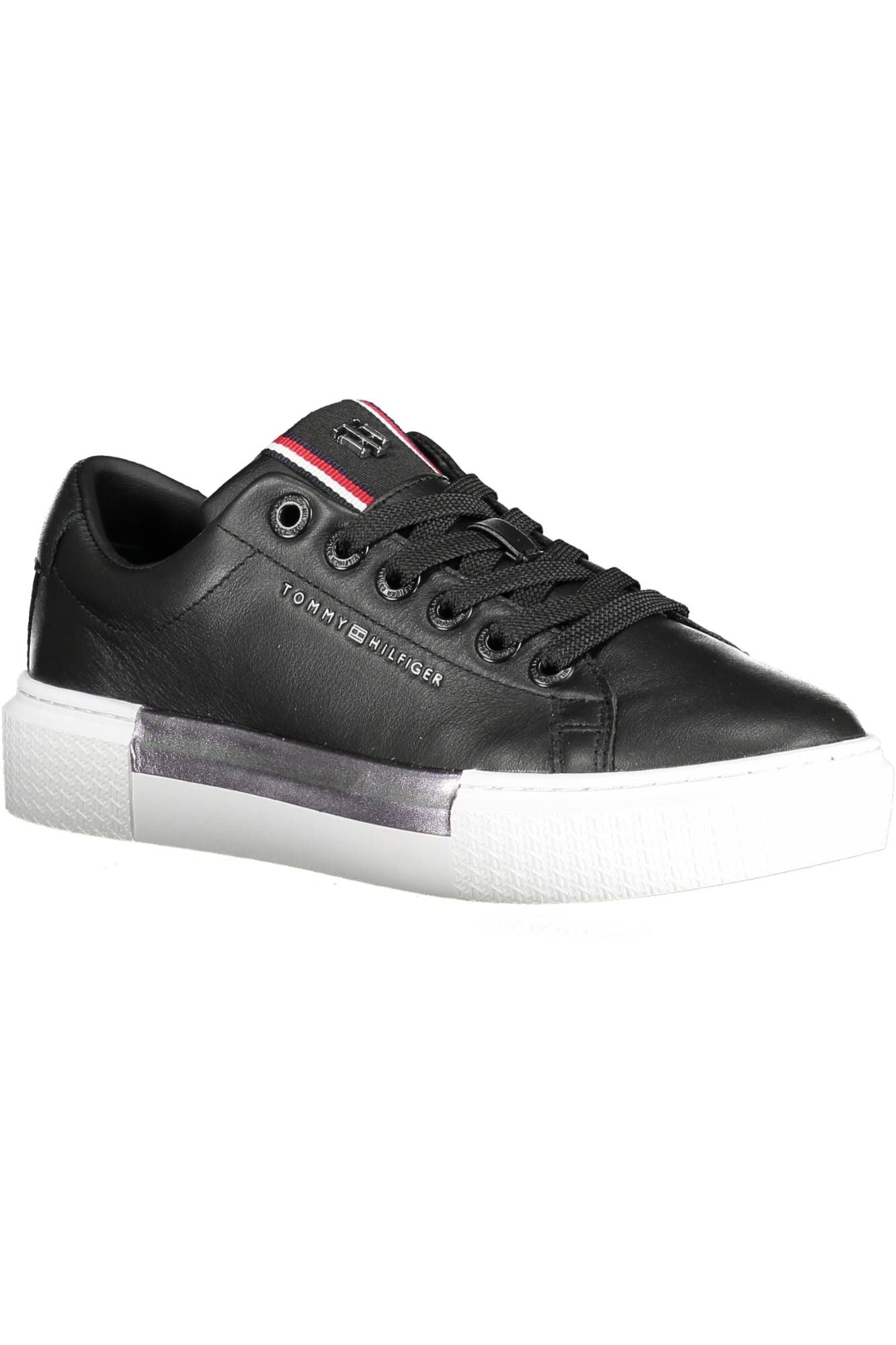 Zapatillas Tommy Hilfiger Chic de mezcla de algodón y piel en color negro