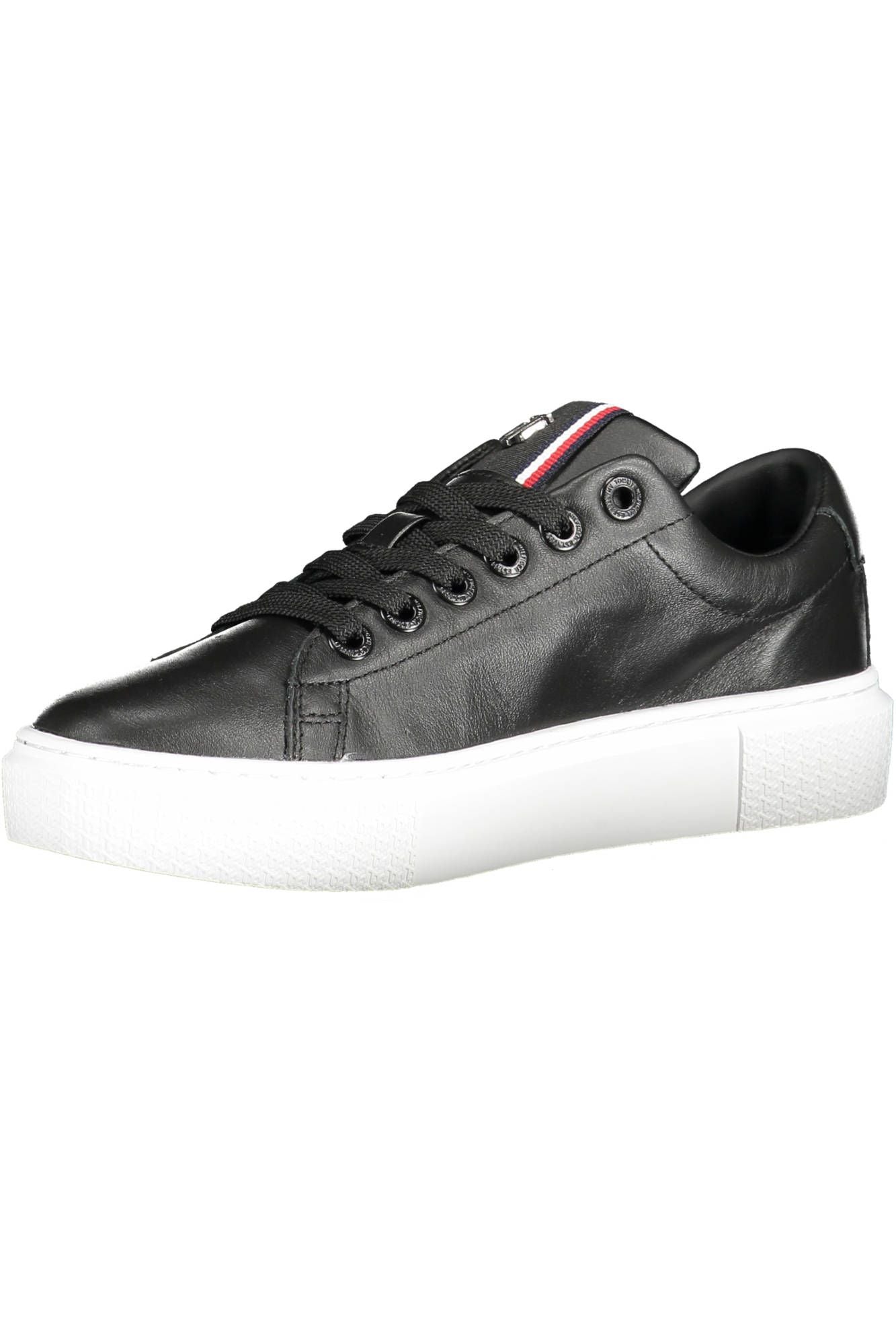 Zapatillas Tommy Hilfiger Chic de mezcla de algodón y piel en color negro