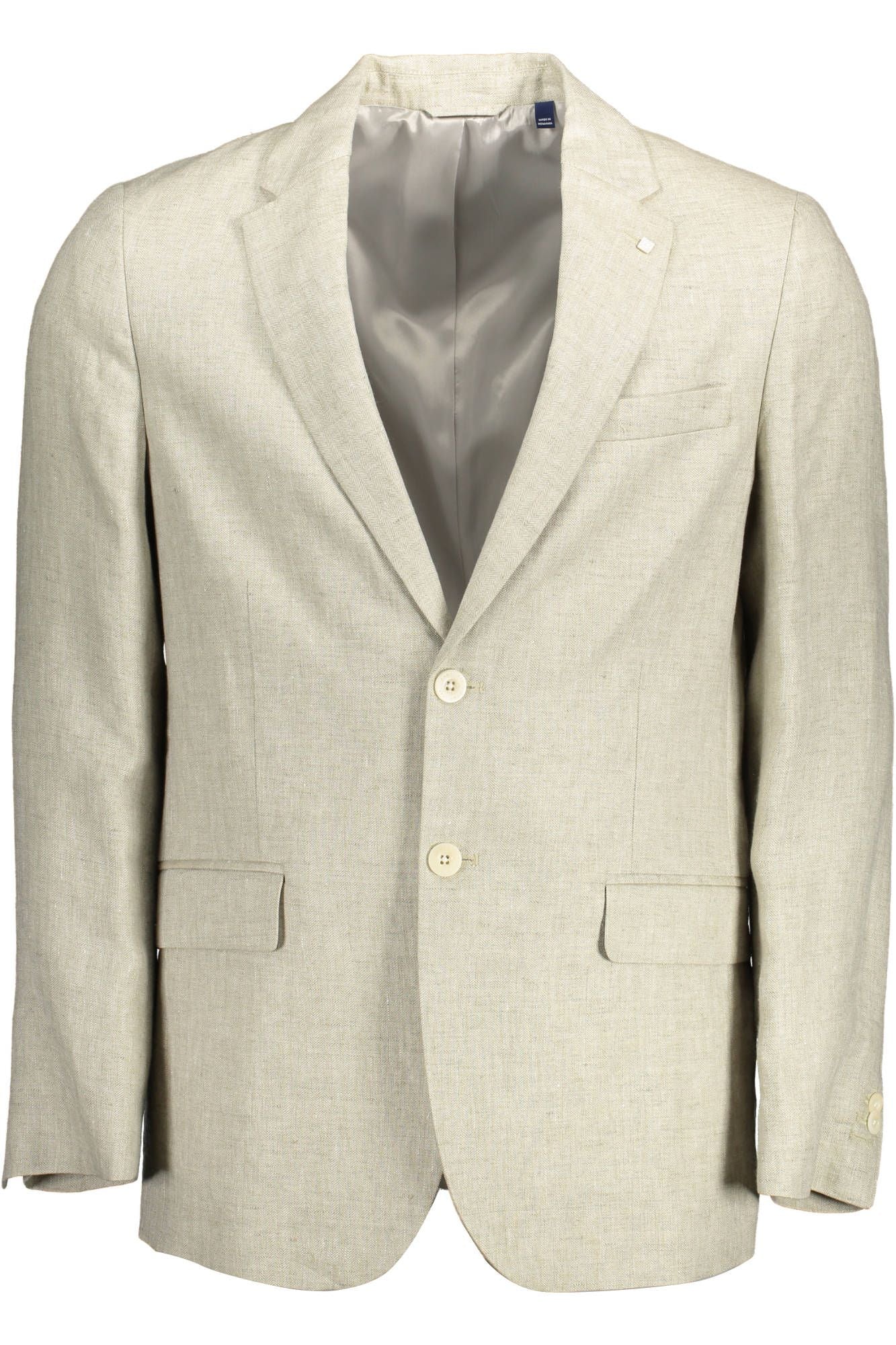 Gant Beige Linen Classic Jacket with Logo Detailing