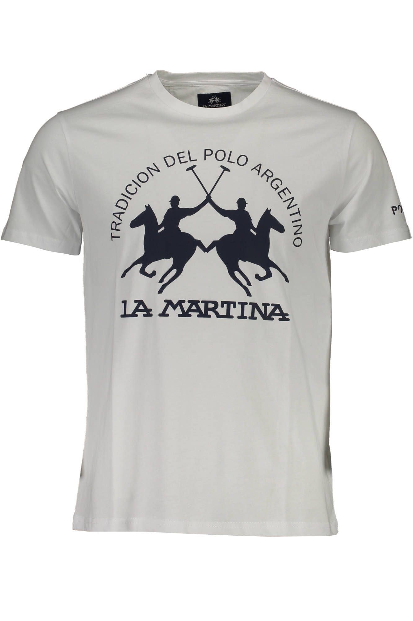Camiseta de cuello redondo de algodón blanco nítido con estampado de logotipo de La Martina