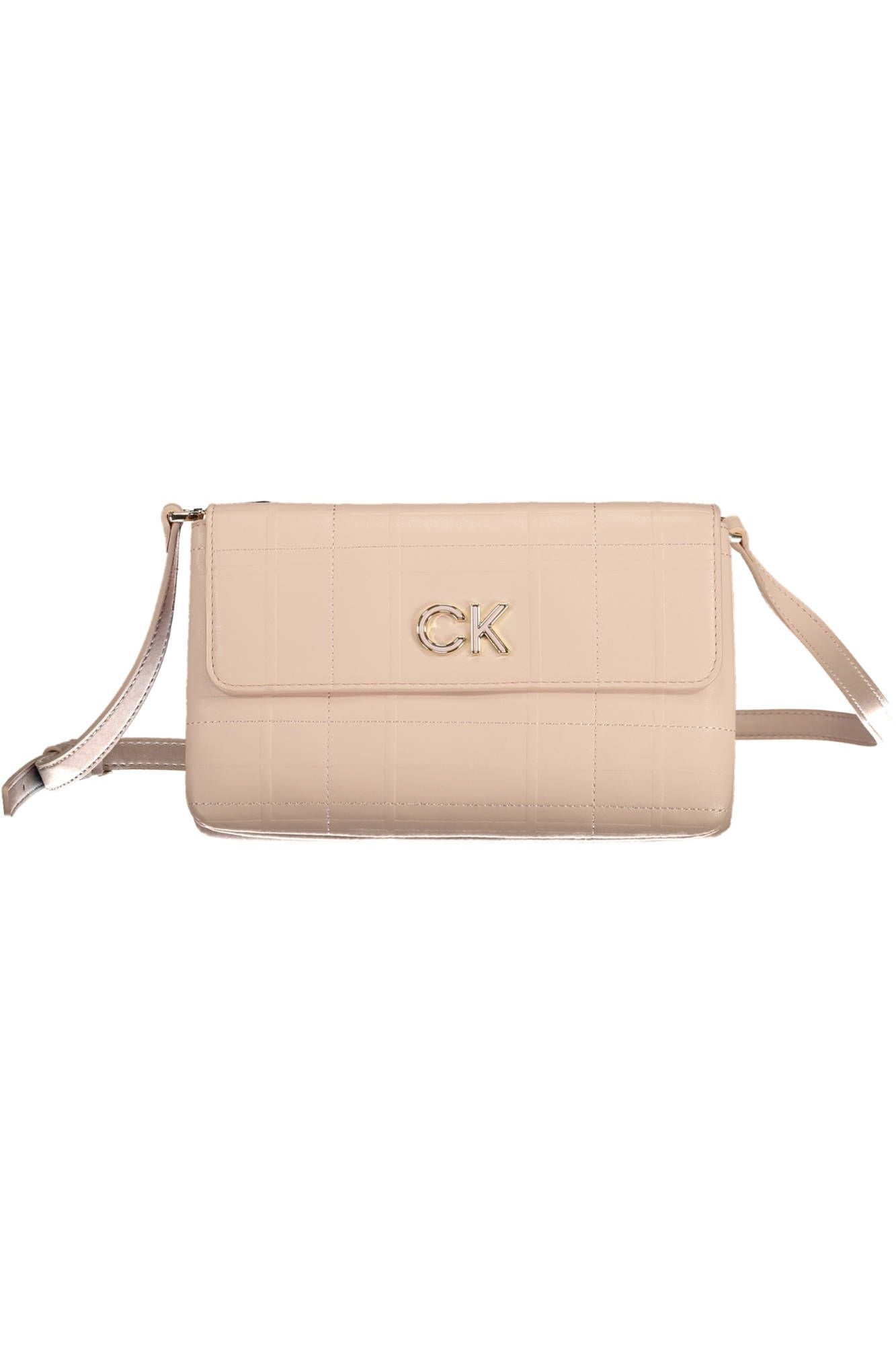 Elegante bolso de hombro rosa con detalles en contraste de Calvin Klein