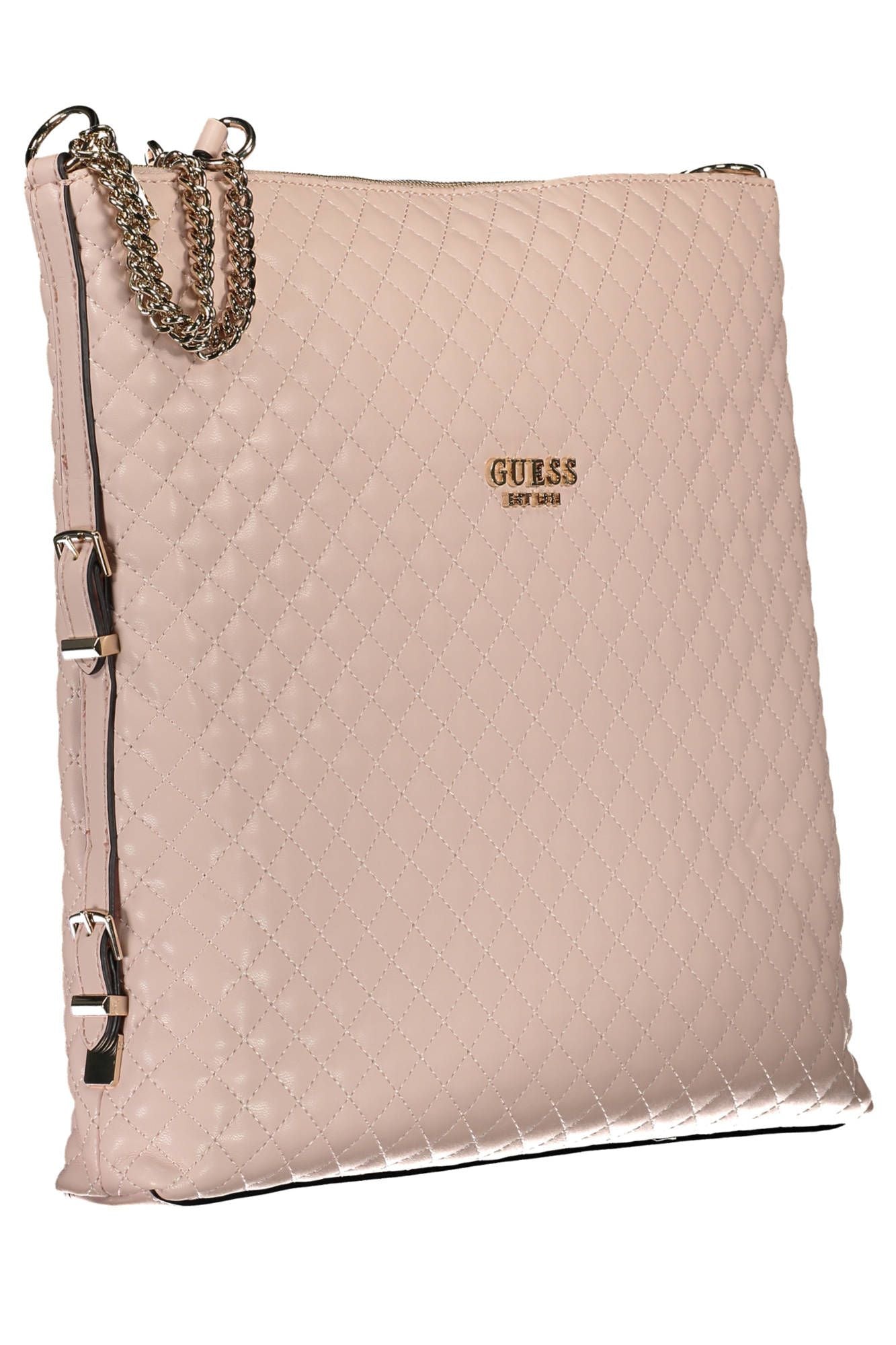 Bolso de hombro con asa de cadena de poliuretano rosa chic de Guess Jeans