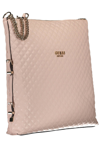 Bolso de hombro con asa de cadena de poliuretano rosa chic de Guess Jeans