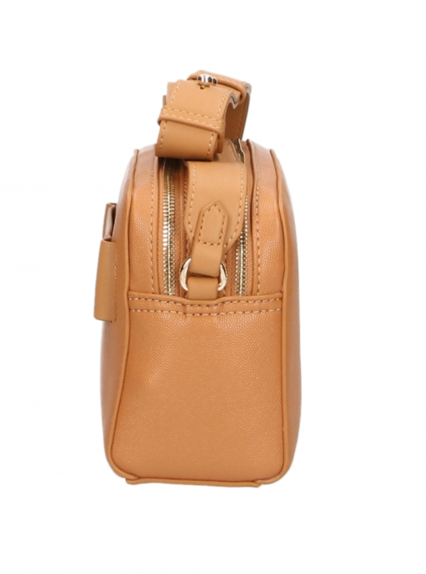 Bolso bandolera Plein Sport Chic en tono camel con cierre de doble cremallera