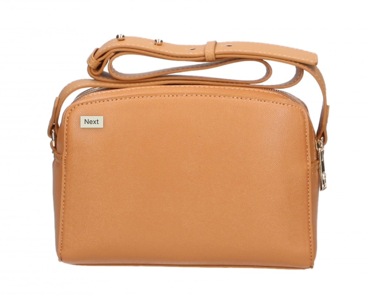 Bolso bandolera Plein Sport Chic en tono camel con cierre de doble cremallera