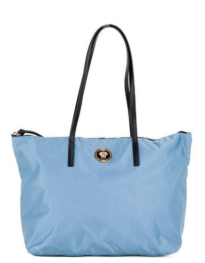 Bolso tote mediano de piel de nailon azul aciano Portuna Medusa de Versace