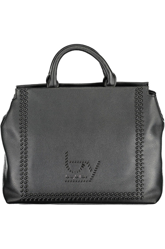 Elegante bolso de mano negro con dos asas y detalles en contraste de BYBLOS