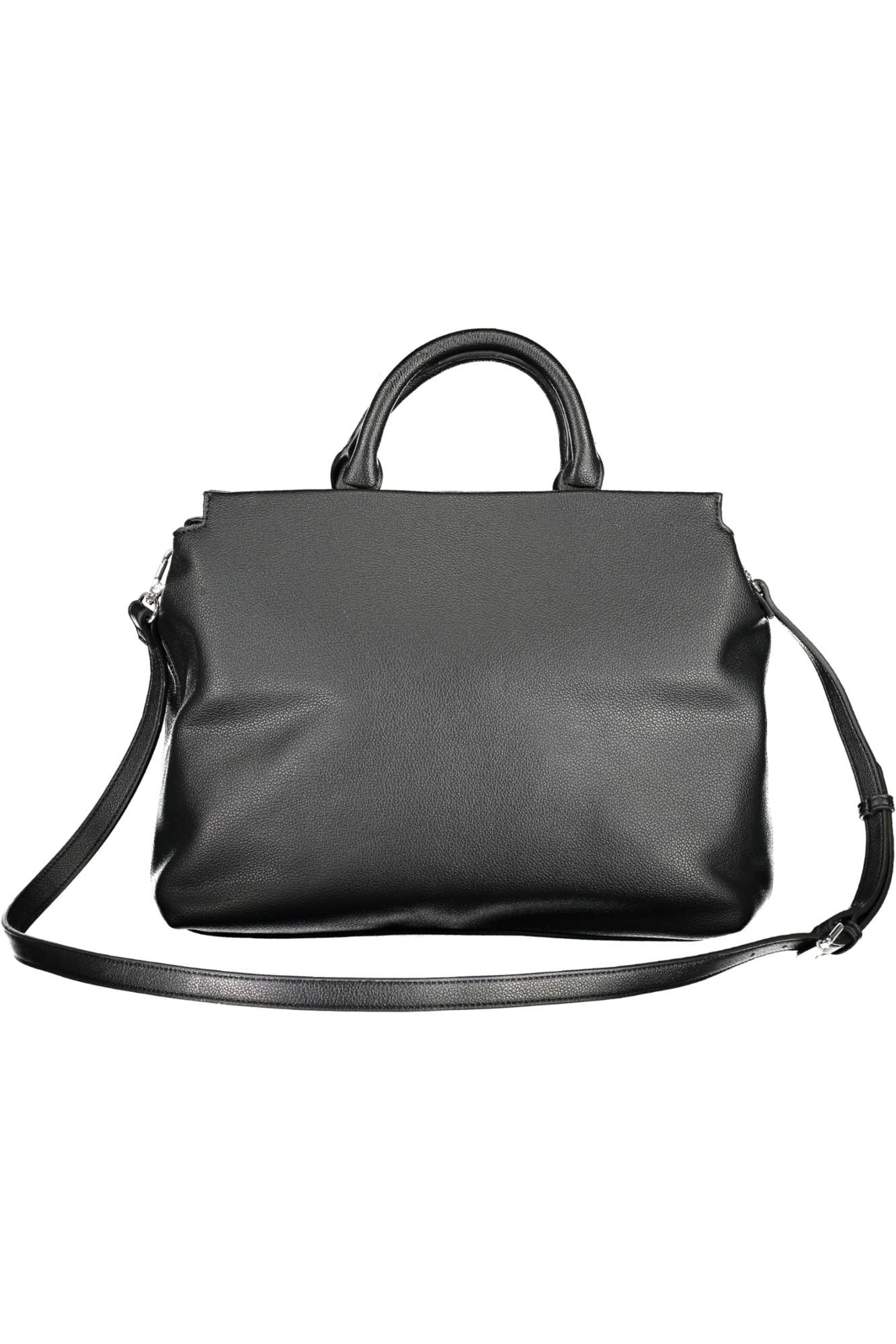 Elegante bolso de mano negro con dos asas y detalles en contraste de BYBLOS