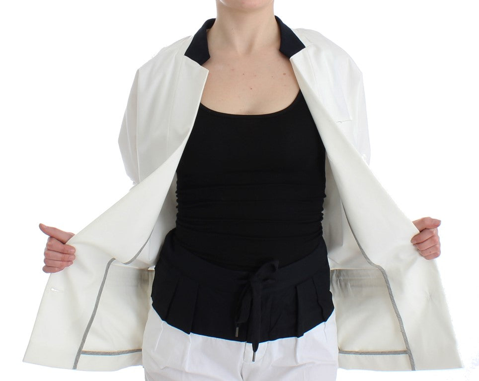 Blazer elegante de mezcla de algodón blanco de Andrea Pompilio