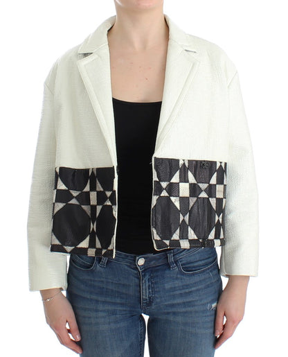 Chaqueta de cuero en blanco y negro exclusiva de Andrea Pompilio