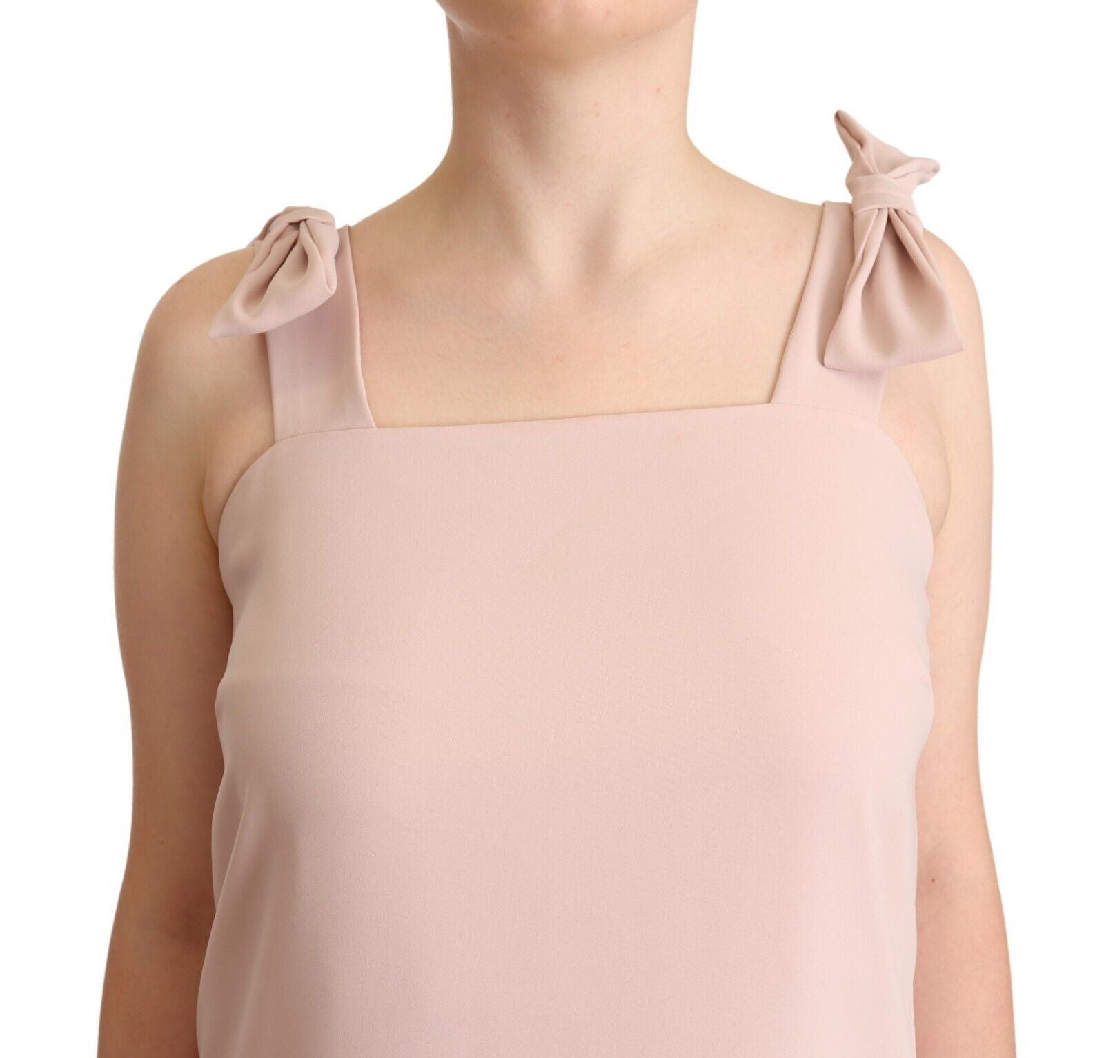 PAROSH Vestido midi elegante sin mangas con ribete de plumas
