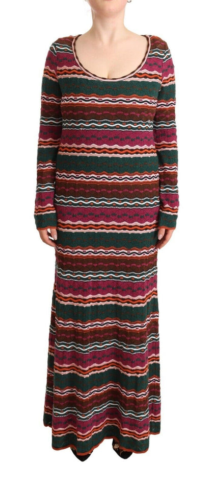 Vestido tubo de manga larga con rayas multicolor de Missoni