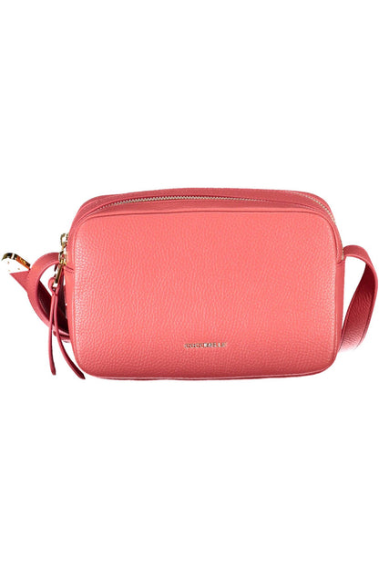 Elegante bolso de hombro de piel rosa con logotipo de Coccinelle