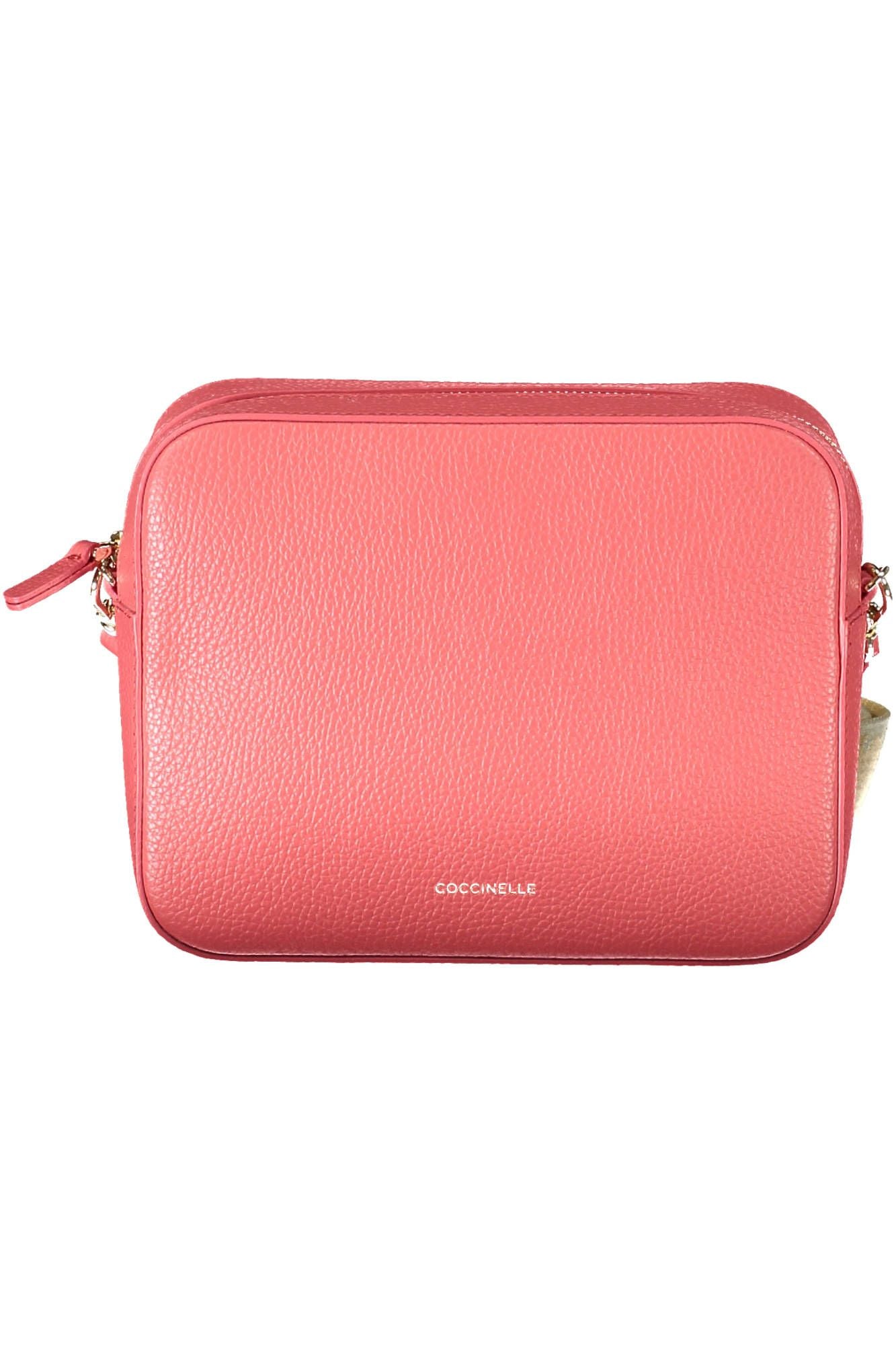 Bolso de mano de piel rosa elegante con detalles de logotipo de Coccinelle