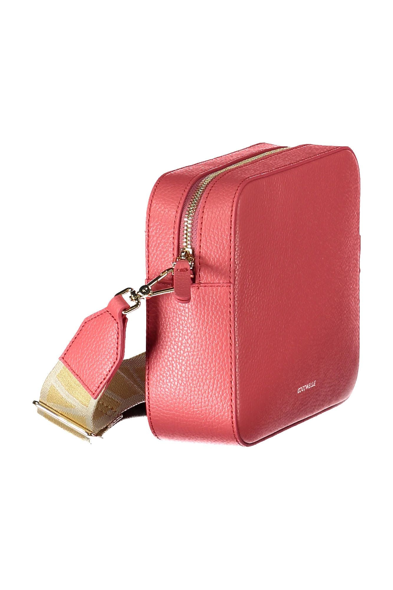 Bolso de mano de piel rosa elegante con detalles de logotipo de Coccinelle