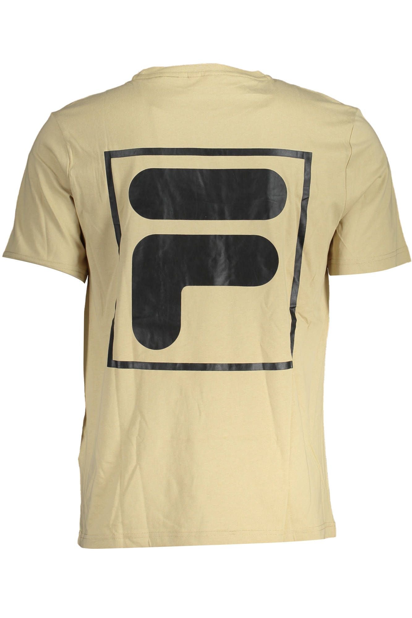 Camiseta de algodón con cuello redondo y estampado de logotipo en color beige de Fila