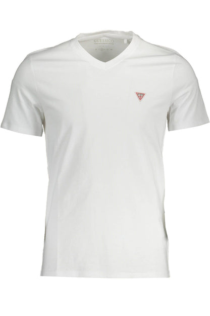 Camiseta con cuello en V, logo y corte entallado de Guess Jeans