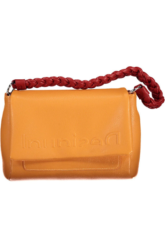 Elegante bolso de hombro naranja con detalles en contraste