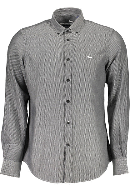 Camisa elegante de algodón negra a medida para hombre de Harmont &amp; Blaine