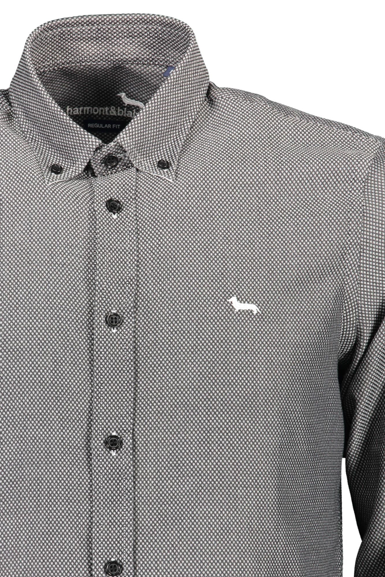 Camisa elegante de algodón negra a medida para hombre de Harmont &amp; Blaine
