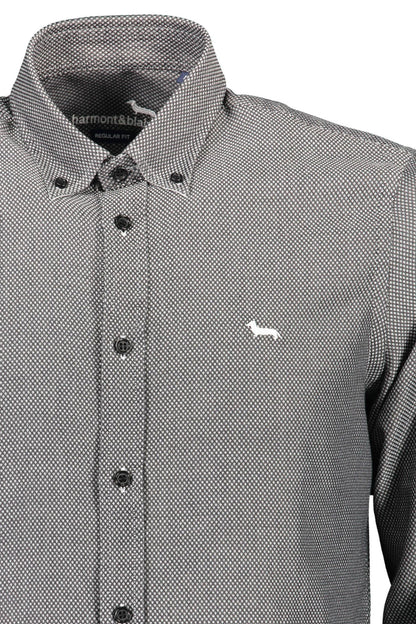 Camisa elegante de algodón negra a medida para hombre de Harmont &amp; Blaine
