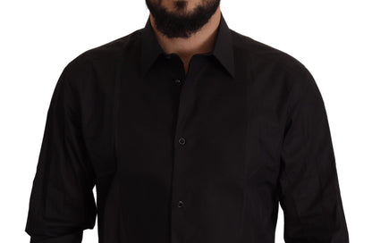 Camisa de vestir de esmoquin elegante negra de Dolce &amp; Gabbana - Corte entallado