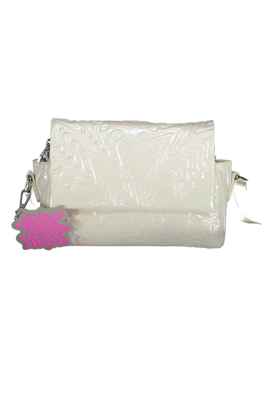 Bolso de hombro ajustable iridiscente de Desigual en color blanco