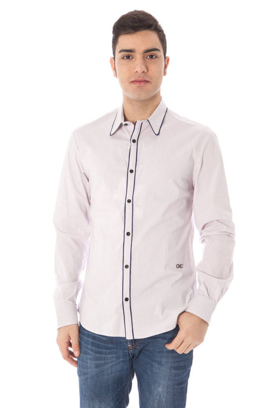 Camisa elegante de cuello italiano de manga larga color rosa de estilo nacional