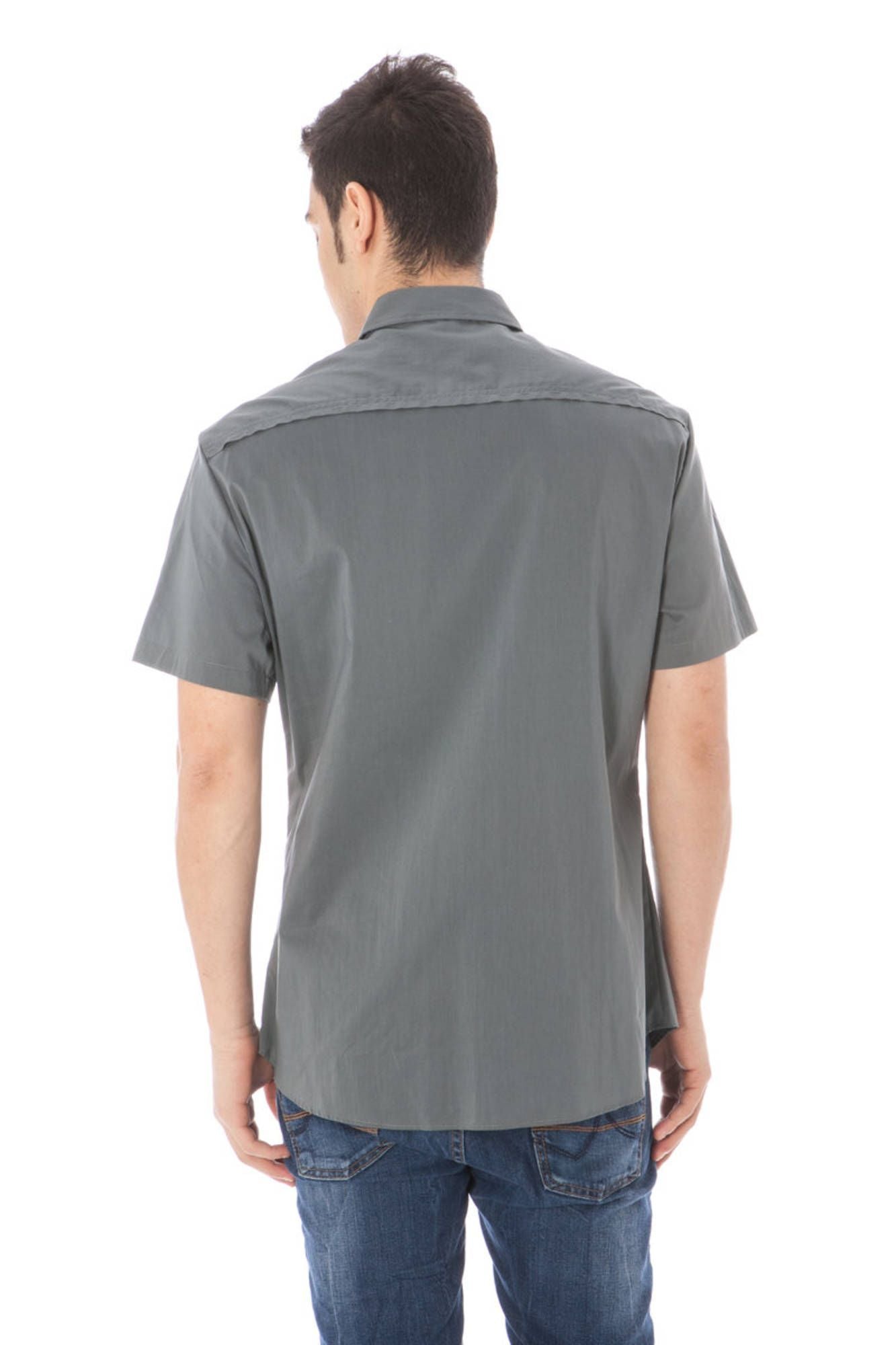 Camisa elegante de manga corta con cuello italiano nacional