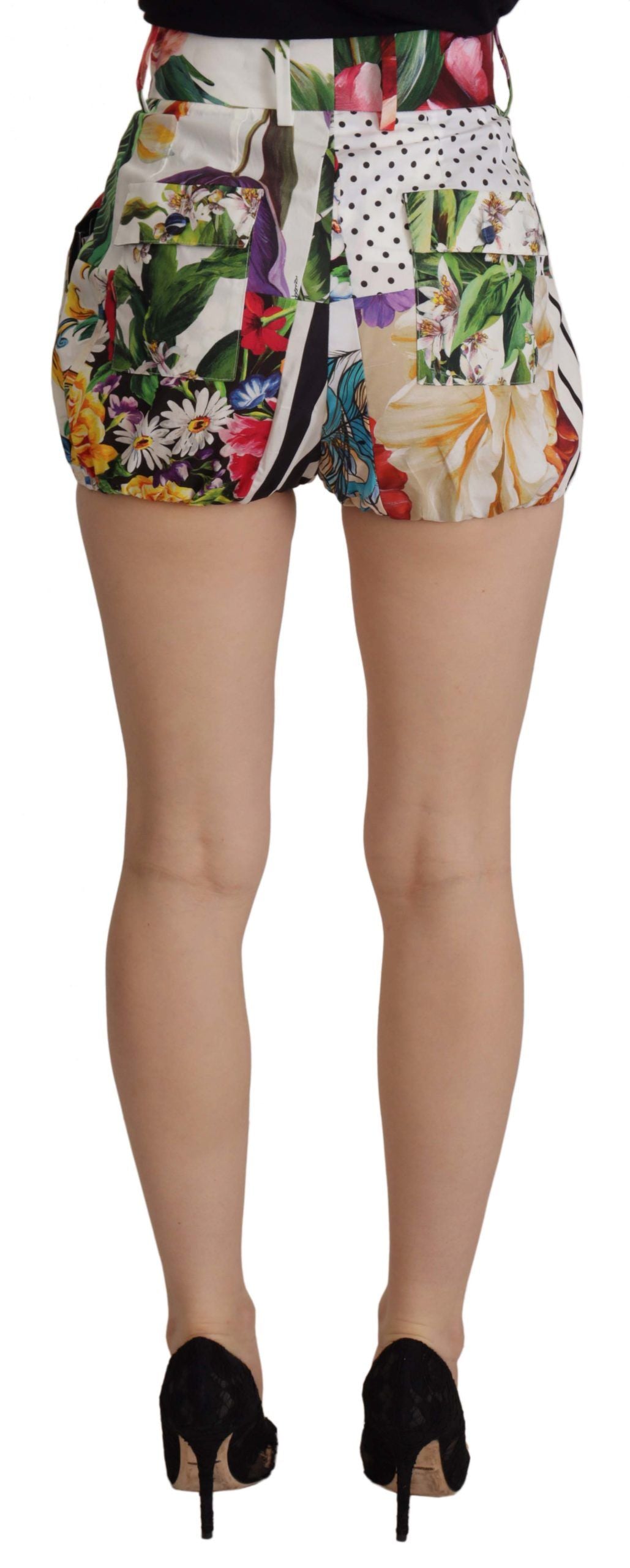 Shorts de cintura alta con estampado floral de mayólica multicolor de Dolce &amp; Gabbana