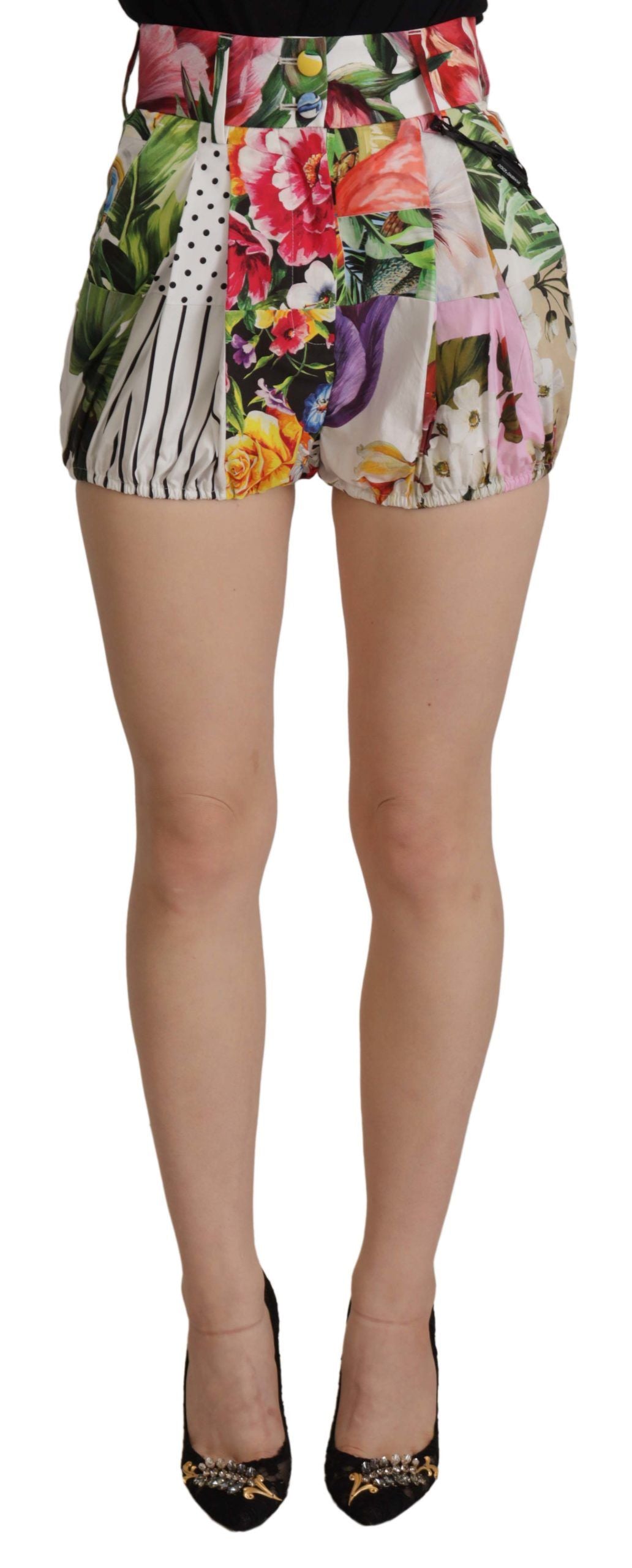 Shorts de cintura alta con estampado floral de mayólica multicolor de Dolce &amp; Gabbana