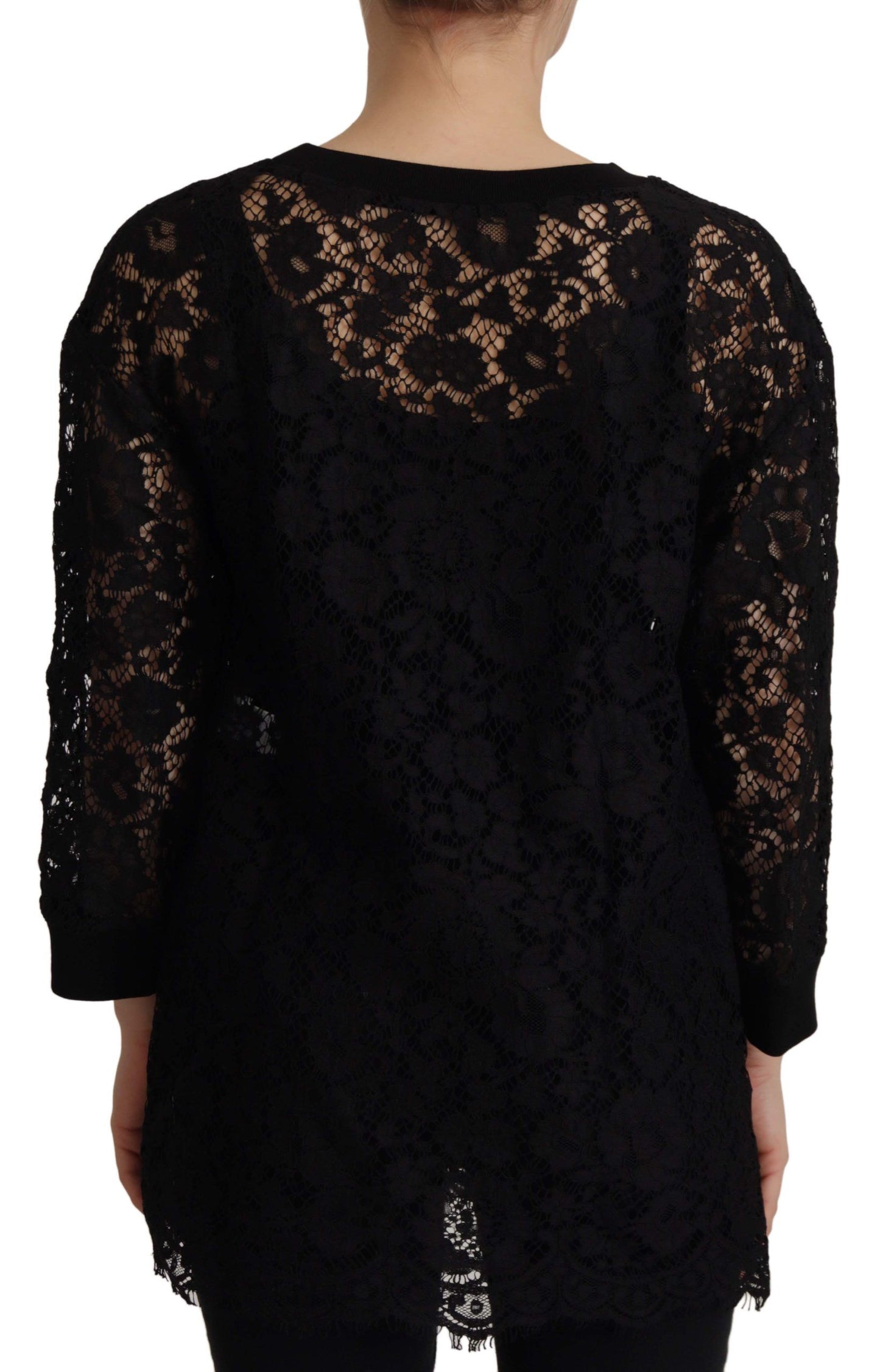 Blusa elegante de manga larga negra de Dolce &amp; Gabbana