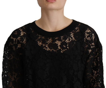 Blusa elegante de manga larga negra de Dolce &amp; Gabbana