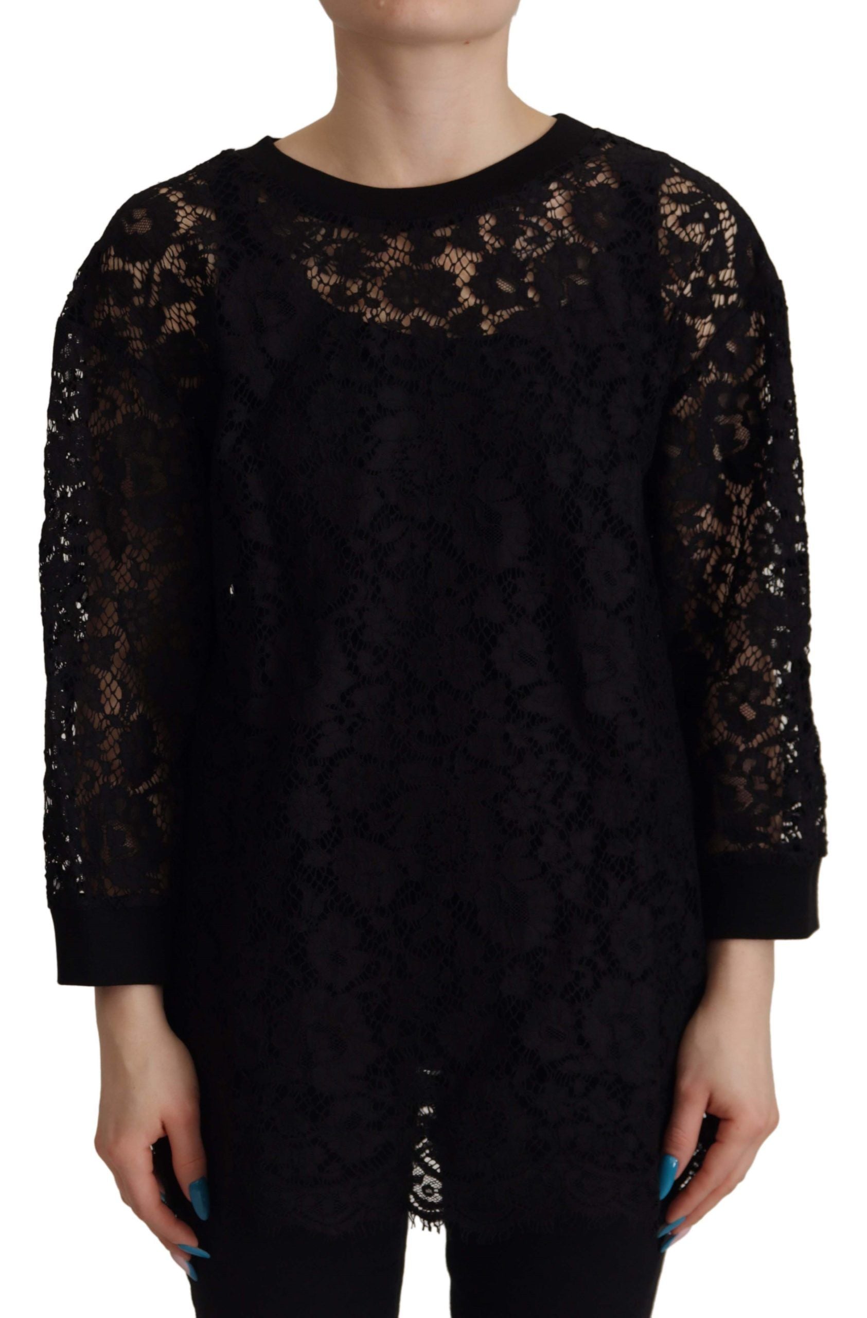 Blusa elegante de manga larga negra de Dolce &amp; Gabbana