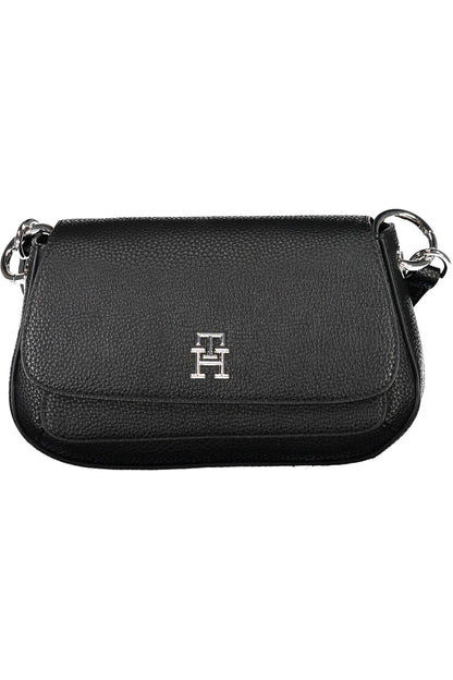 Bolso de hombro elegante de color negro con cierre de logotipo de Tommy Hilfiger