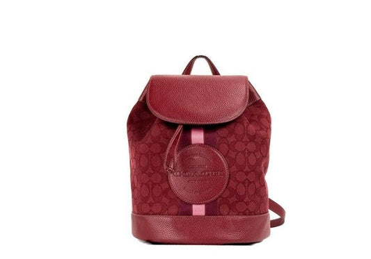 Mochila de lona con parche de logotipo en jacquard y firma de manzana roja Dempsey de COACH