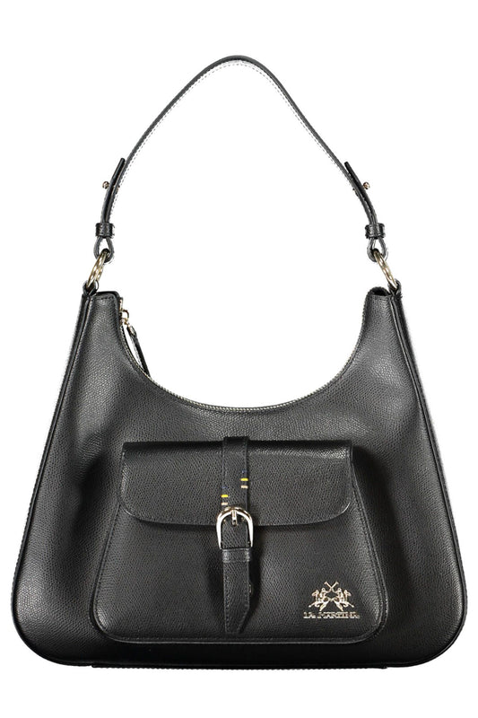 Bolso de hombro elegante de piel negra La Martina