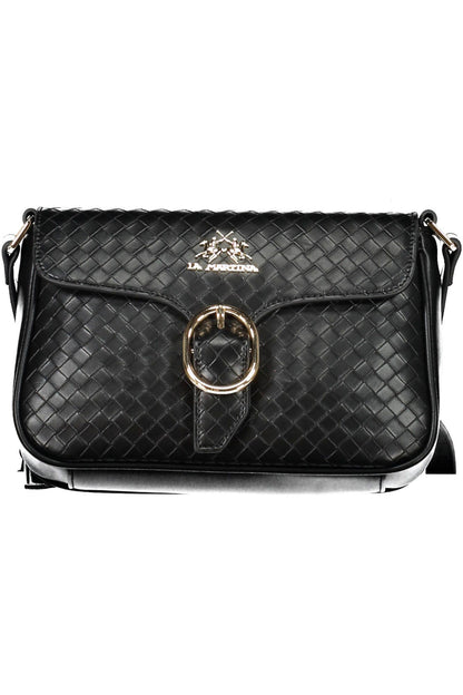 Bolso de hombro elegante negro con detalles en contraste La Martina